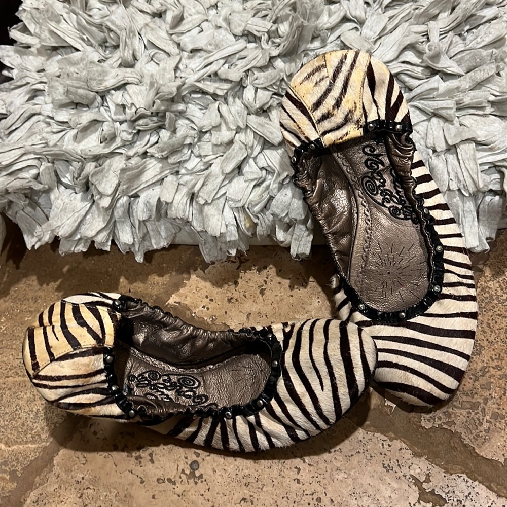 Naughty Monkey Zebra ballet slip on shoes size 8